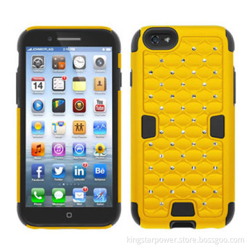 PC Mobile Phone Case for iPhone 6, Shiny Diamond Bling Rhinestone studded, PC + SiliconeNew